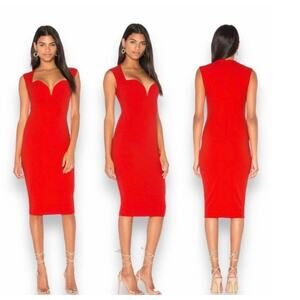 REVOLVE x NOOKIE Madonna Midi Dress Pinup Bodycon in Cherry Red Size small NWT